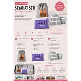 Pixue 3’ü 1 Arada Premium Seyahat Seti Çizgili Valiz Düzenleyici ve Bakım Seti 6 Lı Valiz Düzenleyici 9 Parça Seyahat Kozmetik Seti 1 Adet Ayakkabı Torbası - Mavi