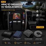 Pixue 4’lü Profesyonel Oto Koltuk Arkası Organizer & Temizlik Seti 6 Cepli Koltuk Arkası Organizer Temizlik Eldiveni Ingiliz Bezi Toz Fırçası