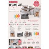 Pixue 4’ü 1 Arada Premium Seyahat Seti Deri Detaylı Valiz Düzenleyici ve Bakım Seti 6 Lı Valiz Düzenleyici 9 Parça Seyahat Kozmetik Seti 1 Adet Ayakkabı Torbası 3 Adet Krem Kutusu Plaj Seti - Gri