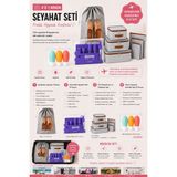 Pixue 4’ü 1 Arada Premium Seyahat Seti Deri Detaylı Valiz Düzenleyici ve Bakım Seti 6 Lı Valiz Düzenleyici 9 Parça Seyahat Kozmetik Seti 1 Adet Ayakkabı Torbası 3 Adet Krem Kutusu Plaj Seti - Mavi