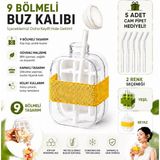 Pixue 9 Buz Hazneli Sızdırmaz Içecek & Buzluk Şişesi 5 Cam Pipet Hediyeli