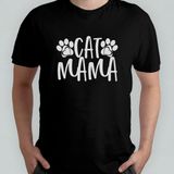 Pixxa Cat Mama Mom Kedi Annesi Kedi Sever Unisex %100 Pamuklu Bisiklet Yaka T-Shirt - Siyah