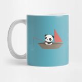 Pixxa Cute Panda Fishing In A Boat T-Shirt Kupa Bardak