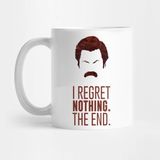 Pixxa I Regret Nothing Ron Swanson Mustache Kupa Bardak