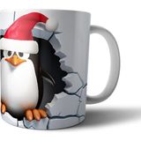 Pixxa Penguen Yılbaşı Optik Illüzyonlu Kupa Bardak Model 2 - Renkli