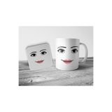 Pixxa Roblox Woman Face Kupa Bardak ve Bardak Altlığı Seti