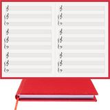 Piyano/Klavye Ekstra Tiz Nota Anahtarlı% 100 El Yapımı, El Dikişi, (İplik Dikiş) Gerçek Cilt Bezi A/5 - Kırmızı