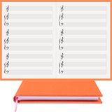 Piyano/Klavye Ekstra Tiz Nota Anahtarlı% 100 El Yapımı, El Dikişi, (İplik Dikiş) Gerçek Cilt Bezi A/5 - Turuncu
