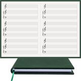 Piyano/Klavye Ekstra Tiz Nota Anahtarlı% 100 El Yapımı, El Dikişi, (İplik Dikiş) Kumaş Ciltleme A/5 - Yeşil