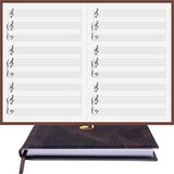 Piyano/Klavye Ekstra Tiz Nota Anahtarlı% 100 El Yapımı, El Dikişi, (İplik Dikiş) Kuşe Ciltli A/5 - Kahve-Lila