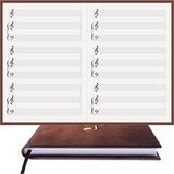 Piyano/Klavye Ekstra Tiz Nota Anahtarlı% 100 El Yapımı, El Dikişi, (İplik Dikiş) Kuşe Ciltli A/5 - Koyu Kahve