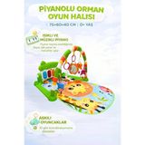 Piyanolu Orman Desenli Bebek Oyun Halısı 0+ Ay, Hayvan Figürlü Işıklı ve Müzikli Gelişim Matı