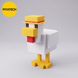 Piyatech 3D Baskı Piksel Tasarımlı Şapkalı Tavuk Figürü Dekoratif Oyuncu Masası Aksesuarı ve Hediyelik Minecraft Tavuk - 001-Renkli