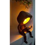 Piyatech 3D Home Aksesuar Dekoratif Işıklı Sevimli Kitap Okuyan Biblo LED Tealight Gece Lambası - Normal - 0002 - Beyaz