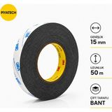 Piyatech 3m Scotch Çift Taraflı Bant 15 mm x 50 Metre Güçlü Yapıştırıcı Siyah Akrilik Bant Ekran Cam Kasa Kapak Tamir Bandı - Beyaz - 1 Adet