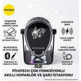 PİYATECH Akıllı Sensörlü Bluetooth Hoparlör Ses Bombası + Kablosuz Şarj Destekli Telefon Standı (Type-C Kablolu)