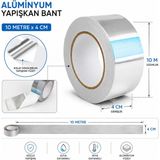 Piyatech Alüminyum Yapışkan Bant 10 Metre x 4 cm Isıya ve Suya Dayanıklı - Beyaz - 1 Adet