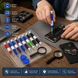 Piyatech BK-8600 11 Parça Hassas Profesyonel Tornavida ve Tamir Seti Büyüteçli Telefon Bilgisayar Gözlük Onarım Kiti - 001-Renkli - 15