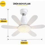 Piyatech E27 Duylu Kumandalı 6 Kanatlı Pervaneli LED Tavan Lambası 30W 3 Renk Işıklı Fanlı Avize - Beyaz