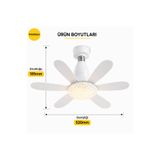 PİYATECH E27 Duylu Kumandalı 6 Kanatlı Pervaneli Led Tavan Lambası 30W 3 Renk Işıklı Fanlı Avize