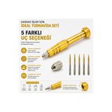 PİYATECH Manyetik Hassas Tornavida Seti 5 Uçlu – Mini Tamir ve Elektronik Alet - Gold