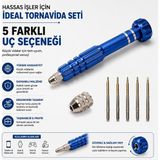 Piyatech Manyetik Hassas Tornavida Seti 5 Uçlu – Mini Tamir ve Elektronik Alet - Mavi - 001-Renkli - 15