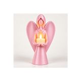 Piyatech Melek Mumluk Dekoratif Siyah Melek Biblo Mumluk Pilli LED Mum Hediyeli 22,5x15 cm - Pembe