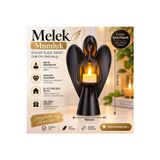 Piyatech Melek Mumluk Dekoratif Siyah Melek Biblo Mumluk Pilli LED Mum Hediyeli 22,5x15 cm - Siyah