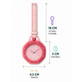 Piyatech Pembe Askılı Hemşire Ve Çanta Saati Şık Analog Kadran Pratik Unisex Sekizgen Cep Saati