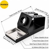 Piyatech Profesyonel Metal Havya Sehpası ve Lehim Standı - Sünger Yuvalı (16X7X7,5 Cm) - Siyah - 1 Adet - 00-Siyah - Beyaz