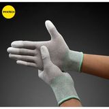 Piyatech Pu Parmak Kaplamalı Esd Anti-Statik Karbon Eldiven - Hassas Elektronik Montaj ve Koruyucu Iş Eldiveni (Standart Boy) - Normal - Beyaz - 10
