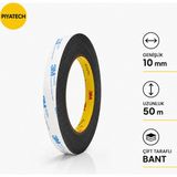 Piyatech Scotch Çift Taraflı Bant 10 mm x 50 Metre Güçlü Yapıştırıcı Siyah Akrilik Bant Ekran Cam Kasa Kapak Tamir Bandı - Beyaz - 1 Adet