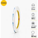 Piyatech Scotch Çift Taraflı Köpük Bant 2 mm x 50 Metre Güçlü Yapıştırıcı Beyaz Montaj Bandı - 1 - 1 Adet