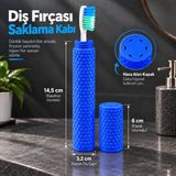 Piyatech Taşınabilir Seyahat Tipi Geçmeli Kapak Diş Fırçası Saklama Kabı - Hijyenik Koruma Kutusu - Koyu Mavi - Normal - 001-Renkli