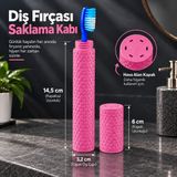 Piyatech Taşınabilir Seyahat Tipi Geçmeli Kapak Diş Fırçası Saklama Kabı - Hijyenik Koruma Kutusu - Pembe - Normal - 001-Renkli