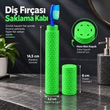 Piyatech Taşınabilir Seyahat Tipi Geçmeli Kapak Diş Fırçası Saklama Kabı - Hijyenik Koruma Kutusu - Yeşil - Normal - 001-Renkli