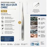 Piyatech Ts-11 Hassas Ince Düz Uçlu Paslanmaz Çelik Cımbız 14 cm Antistatik Profesyonel Elektronik Saat Takı Hobi Cımbızı - Normal - 001-Renkli
