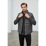 Piyera Erkek Şişme Yelek Hafif Dolgulu Günlük Spor Kullanım Dik Yaka Fermuarlı Düğmeli Modern Tasarım Füme RENK-10007 - 2XL