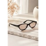 Piyes Boutique Vela Siyah Iki Renk Cat Eye Kedi Göz Unisex Kadın Erkek Retro UV400 Şık Klasik Kemik Güneş Gözlüğü - Turuncu