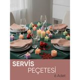 Piyes Home Gül Kurusu Pembe Pamuk Saten Yılbaşı Temalı Servis Peçetesi Sunum Peçetesi Amerikan Servis 6'lı Kumaş Peçete – 45X45 cm - 45 x 45 cm