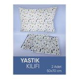 Piyes Home Mavi Desenli Pamuk Kumaşlı Penye Fermuarlı 2 Adet Yastık Kılıfı