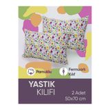 Piyes Home Pembe Çiçek Desenli Pamuk Kumaşlı Penye Fermuarlı 2 Adet Yastık Kılıfı