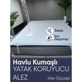 Piyes Home Sıvı Geçirmez Dört Köşe Lastikli Yatak Koruyucu Havlu Alez 160x200 - 160 x 200 cm - Beyaz