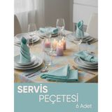 Piyes Home Turkaz Mint Yeşili Pamuk Saten Servis Peçetesi Sunum Peçetesi Amerikan Servis 6'lı Kumaş Peçete – 45X45 cm - 45 x 45 cm - Turkuaz