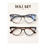 PİYESBOUTİQUE Nila 2'li Set Cat Eye Zebra Leopar Kemik Şeffaf Kadın Erkek Unisex Mavi Işık Korumalı Ekran Gözlüğü Gözlük