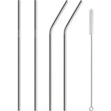 Piyop 4 Parça Metal Pipet - Paslanmaz Çevre Dostu Metal Pipet Fırça Seti - 1 Adet