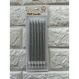Piyop 6li Simli Pasta Mumu Gümüş 17 cm