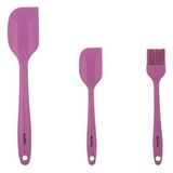 Piyop Vişne Renkli 3lü Silikon Spatula ve Fırça Seti