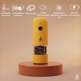 Pizen Windmill USB Şarjlı Otomatik Baharat Öğütücü LED Işıklı Ayarlanabilir Tuz Karabiber Değirmeni - Sarı