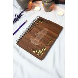 Pizza Kulesi Ahşap Kapaklı Spiralli Defter - Çizgisiz Defter - 60 Yaprak (120 Sayfa) - A5 15X21 cm